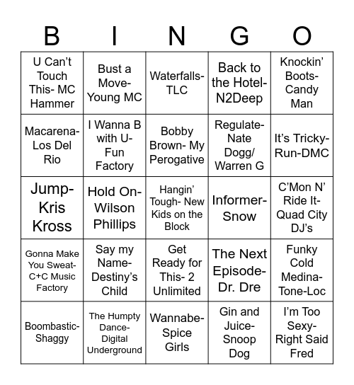 HFI 30yr Celebration Music Bingo Card