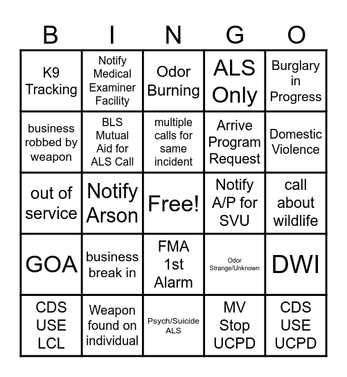 NPSTW Bingo Card