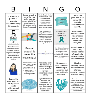 Sexual Assault Awareness Bingo Card