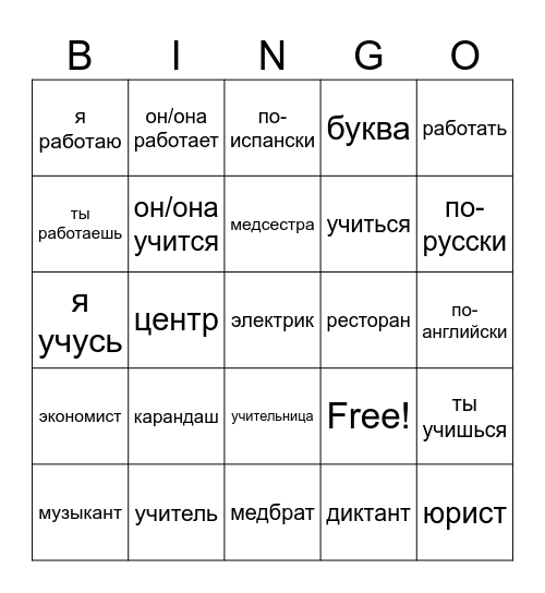 Глава 2 Bingo Card