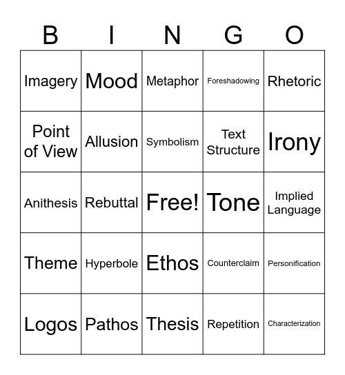 EOC Bingo Card