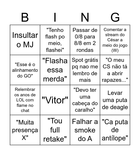 Dom Bingo Card