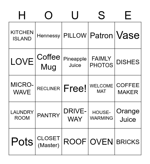 HOUSEWARMING BINGO Card