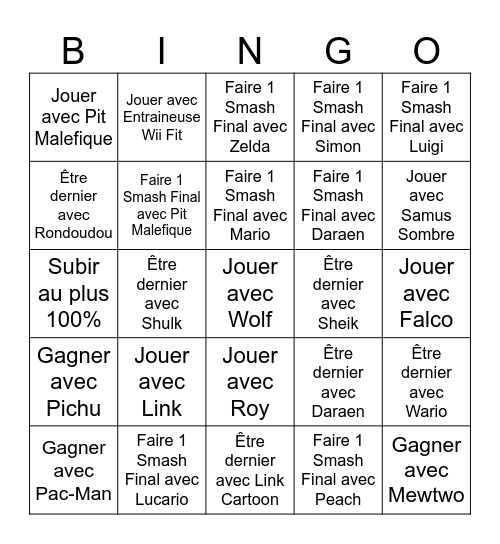 Htheogame SSBU (pas DLC) Bingo Card