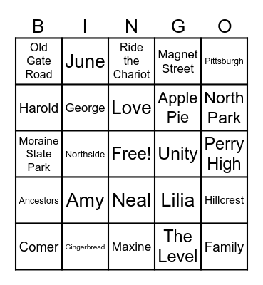 Family and Friends Bingo Card