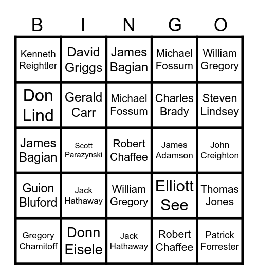 Astronauts in Scouting Bingo Card