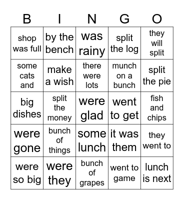 1 & 2 RTI - blends & diagaphs phrases Bingo Card