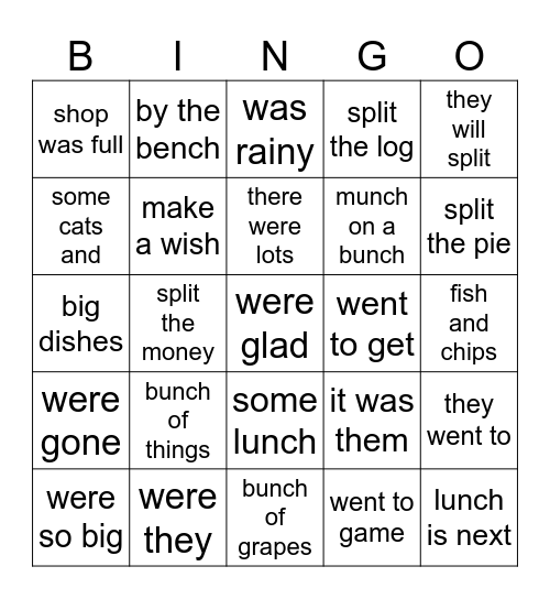 1 & 2 RTI - blends & diagaphs phrases Bingo Card