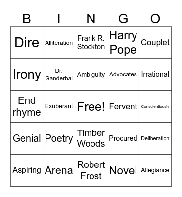 Unit 5: Hard Choices Bingo Card