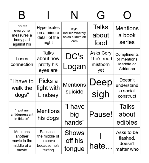 KyleBingo Card