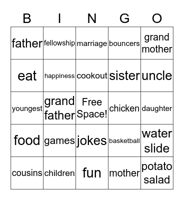 Harris Family Reunion  Bingo Card