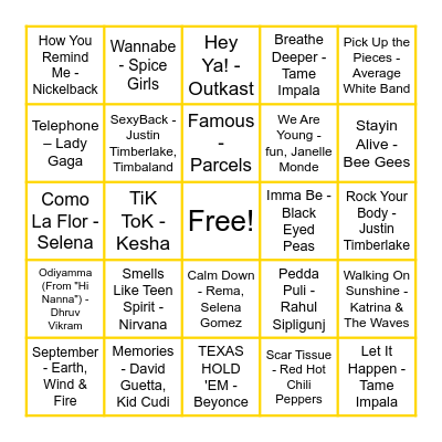 SINGO BINGO Card