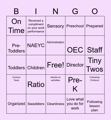 Pieces of the Puzzle Bingo Card
