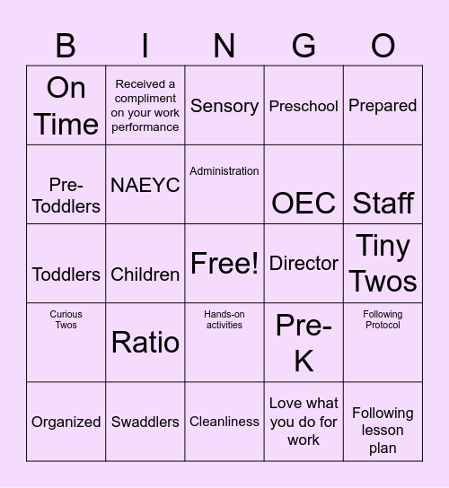 Pieces of the Puzzle Bingo Card