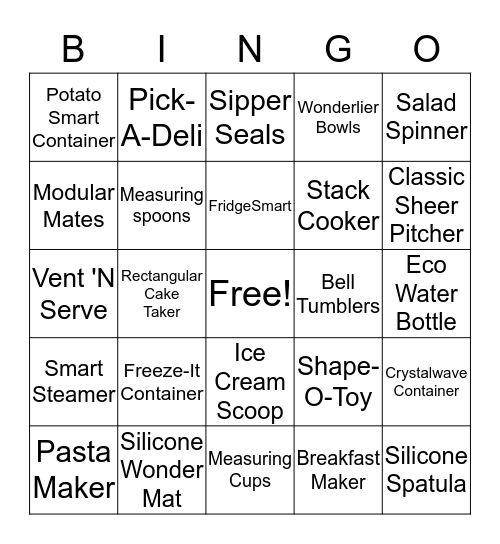 Tupperware Bingo Card Bingo Card