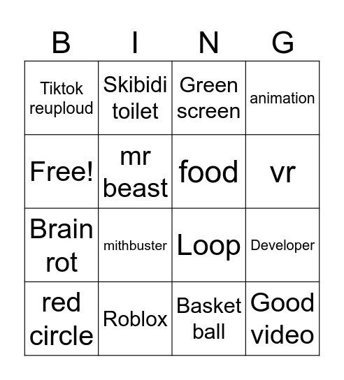 yt shorts bingoi Bingo Card