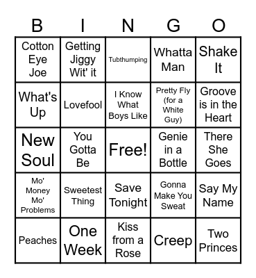 90s Singo Bingo Card