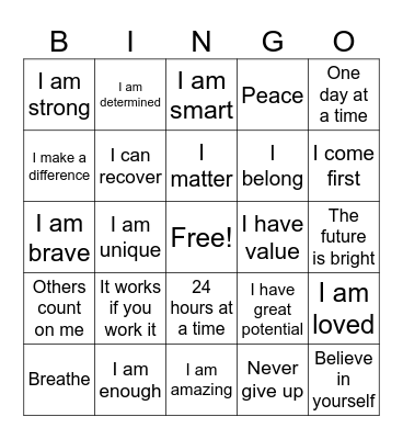 SELF LOVE Bingo Card