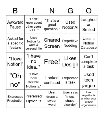 Notion Watch Party Bingo Card