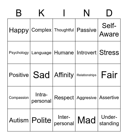 Social Inteligence Bingo! Bingo Card