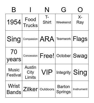 VIP - ACL Bingo Card