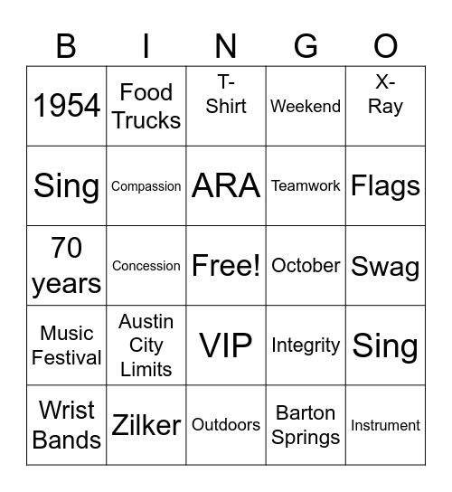 VIP - ACL Bingo Card