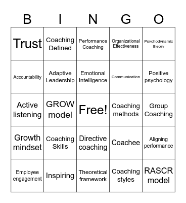 Coaching Bingo Card