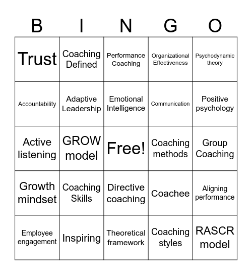 Coaching Bingo Card