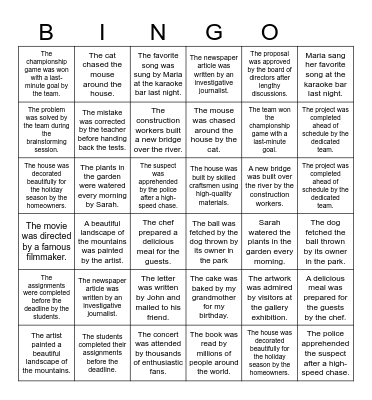 Active & Passive Voice Bingo Card