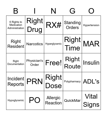 MED TECH BINGO Card