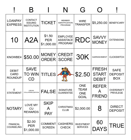 AAACU BINGO TRIVA Bingo Card