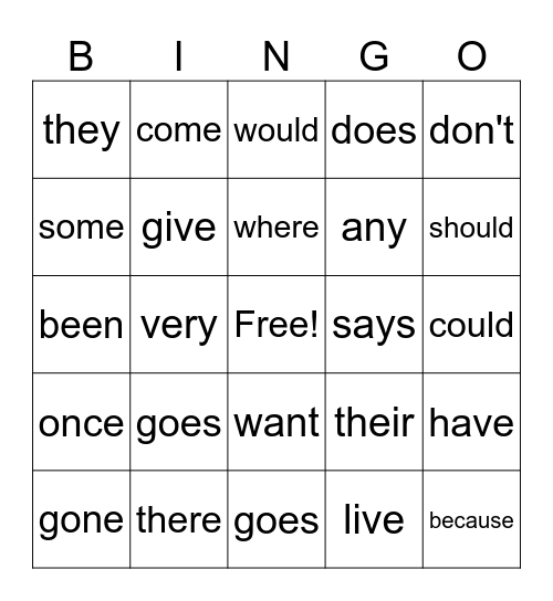 sight word 2 Bingo Card