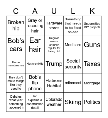 Regulars Lunch Bingo Card