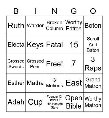 OES Bingo Card