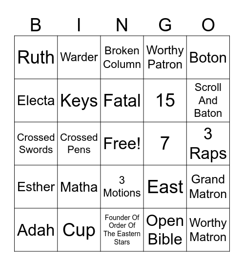 OES Bingo Card