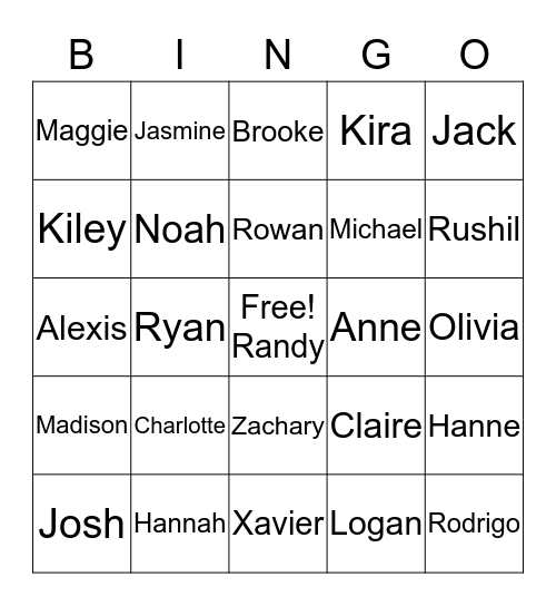 Kaufman's Class 2015-2016 Bingo Card