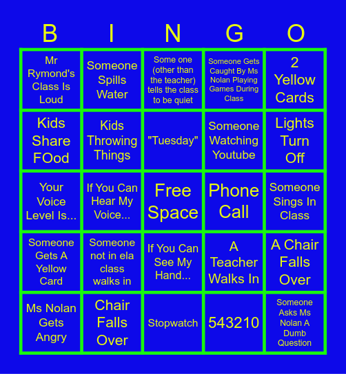 ELA BINGO Card