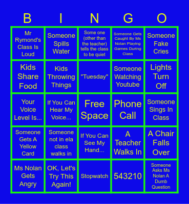 ELA BINGO Card