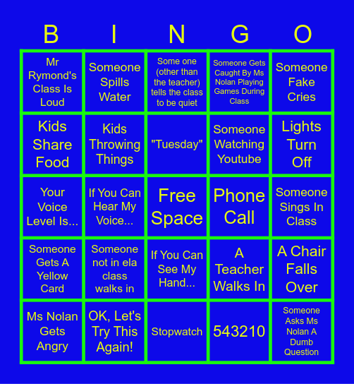 ELA BINGO Card