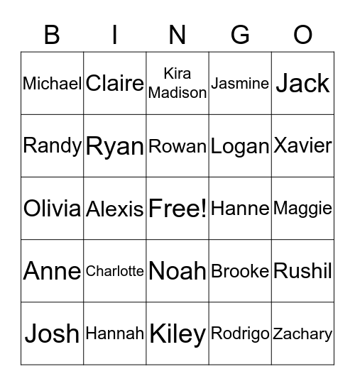 Kaufman's Class 2015-2016 Bingo Card