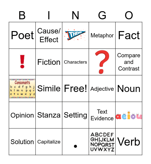 Reading STAAR Bingo Card