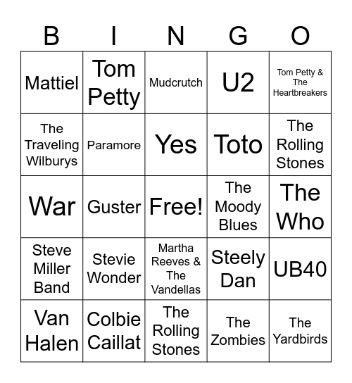 Hodgepodge 9A Artists Bingo Card