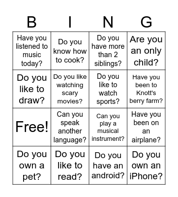 Human Bingo Card