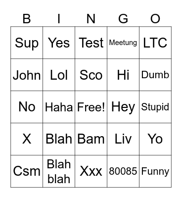Meeting Bingo Card