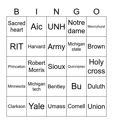 Frozen Four Bingo Card