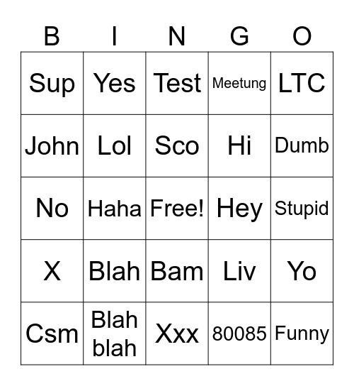 Meeting Bingo Card