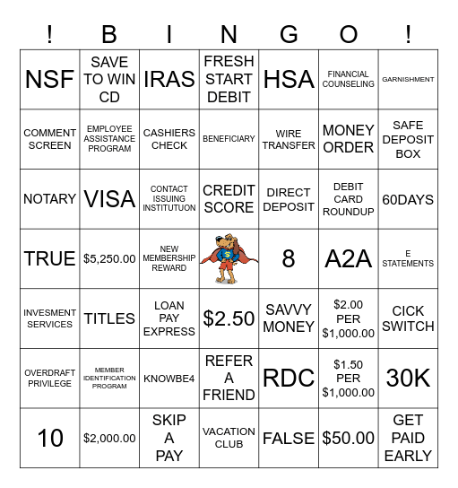 AAACU BINGO TRIVIA Bingo Card