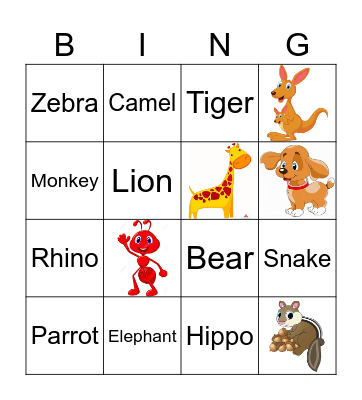 Animals Bingo Card