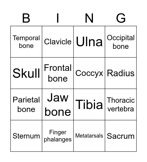 Bones Bingo Card