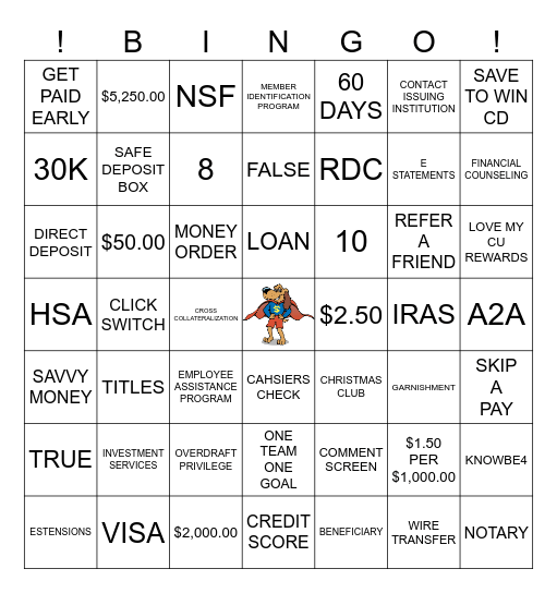 AAACU BINGO TRIVIA Bingo Card